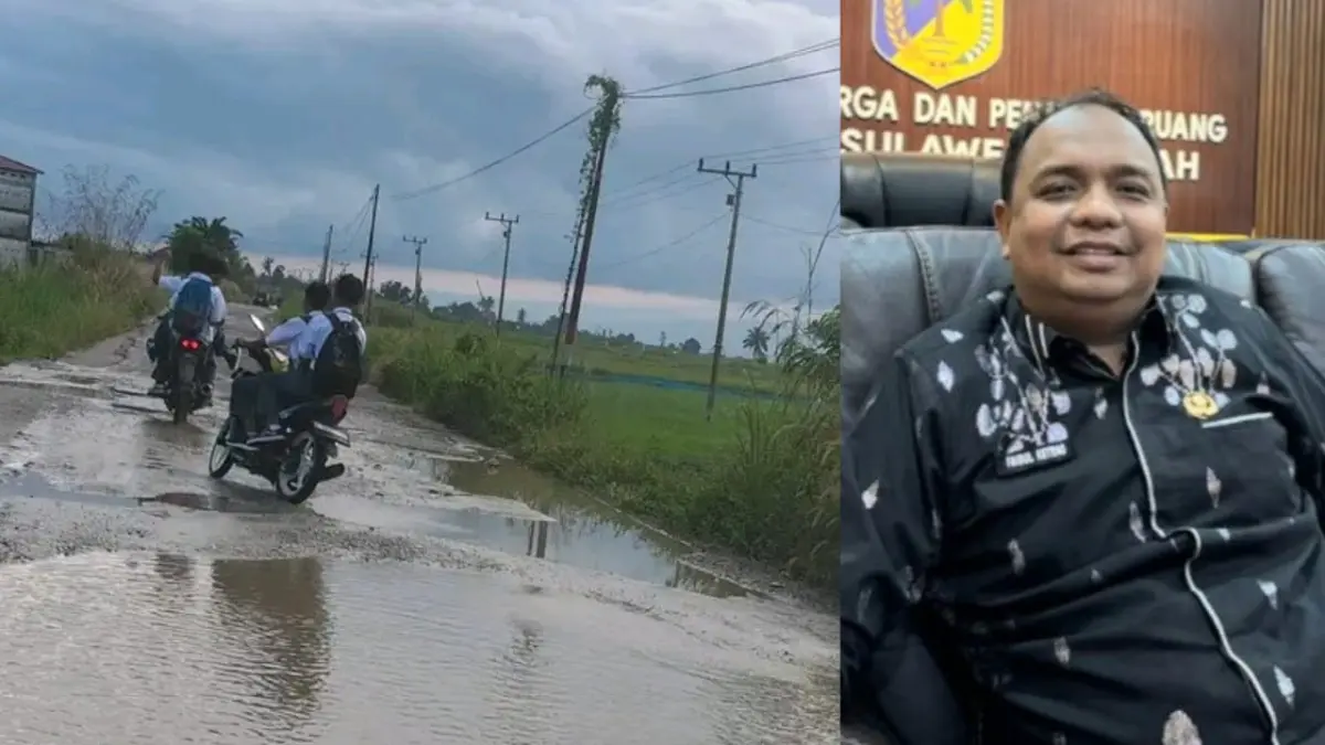 MENUNGGU JANJI : Ruas jalan Tonusu-Pendolo Kecamatan Pamona Barat Kabupaten Poso rusak parah dan belum ada perbaikan. Foto lain, Kepala Dinas Bina Marga dan Penataan Ruang Provinsi Sulawesi Tengah, Faidul Keteng. (Foto kiriman warga dan Muhajir)