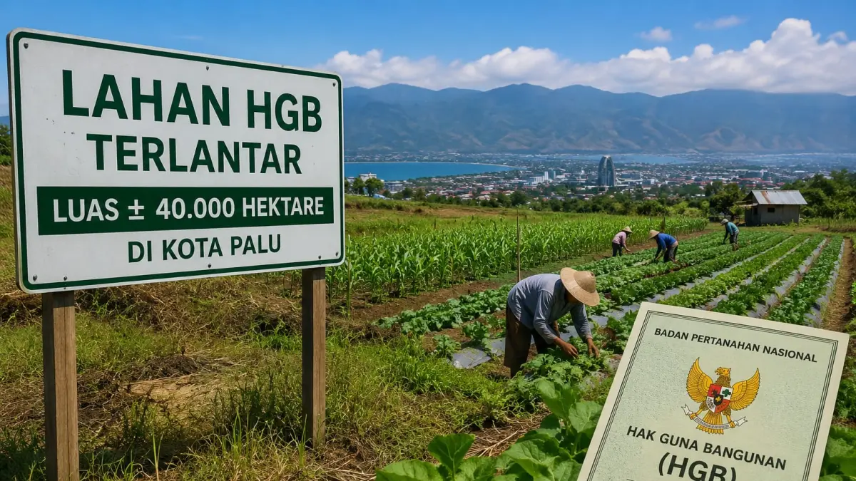 Ilustrasi seorang petani memanfaatkan tanah HGB. AI/Chatgpt 