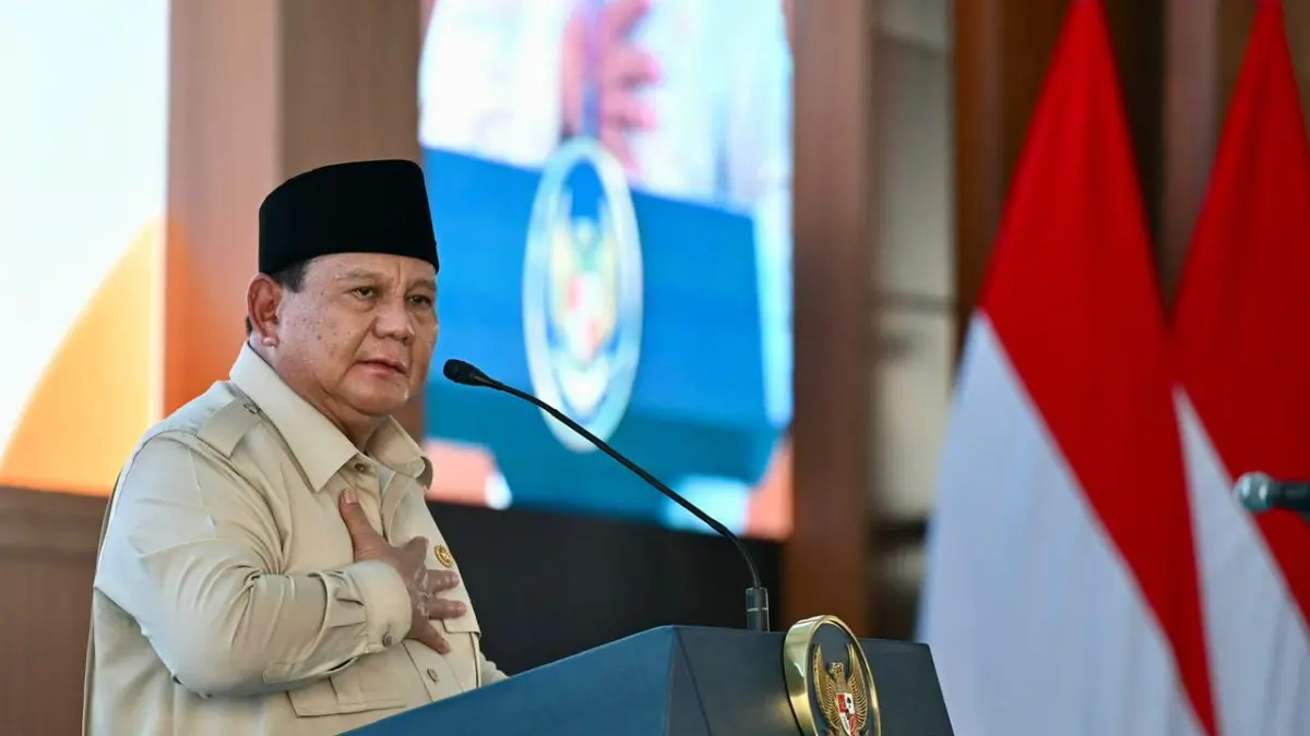 Presiden Prabowo Subianto memberikan sambutan soal sektor pertanian di Nganjuk (istimewa/Kementan )