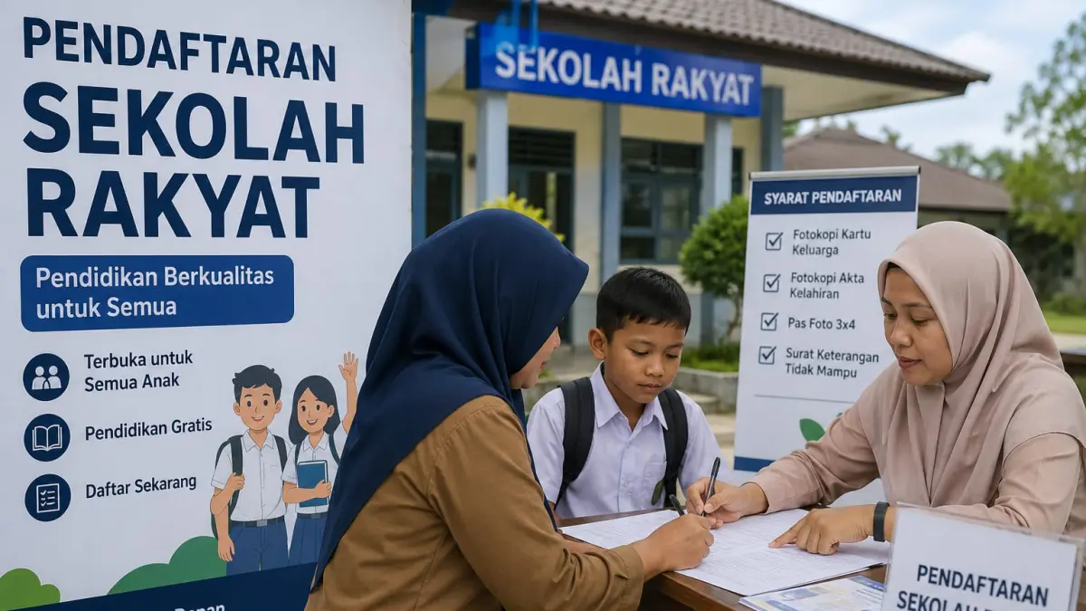 Ilustrasi AI info pendaftaran Sekolah Rakyat.