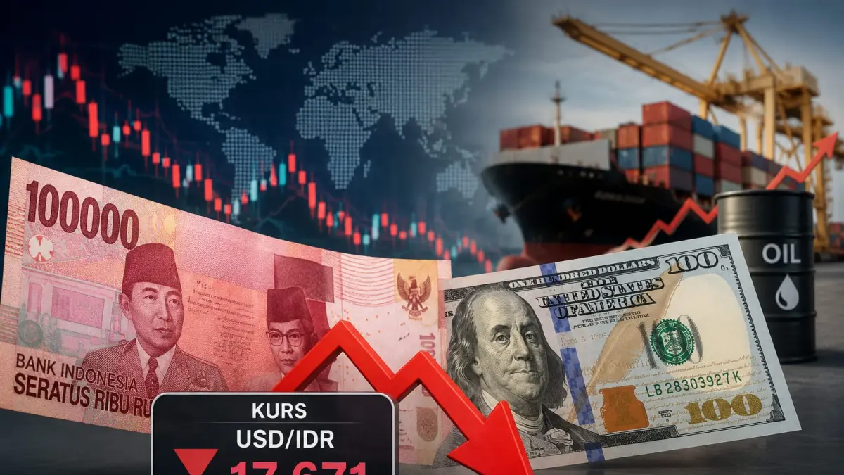 Ilustrasi nilai tukar rupiah terhadap dolar AS di tengah tekanan ekonomi global