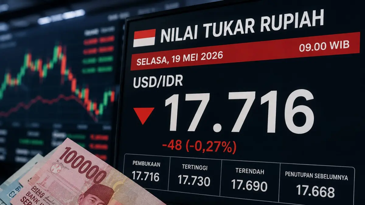 Ilustrasi Layar perdagangan menampilkan nilai tukar rupiah melemah ke Rp17.716 per dolar AS pada Selasa pagi.
