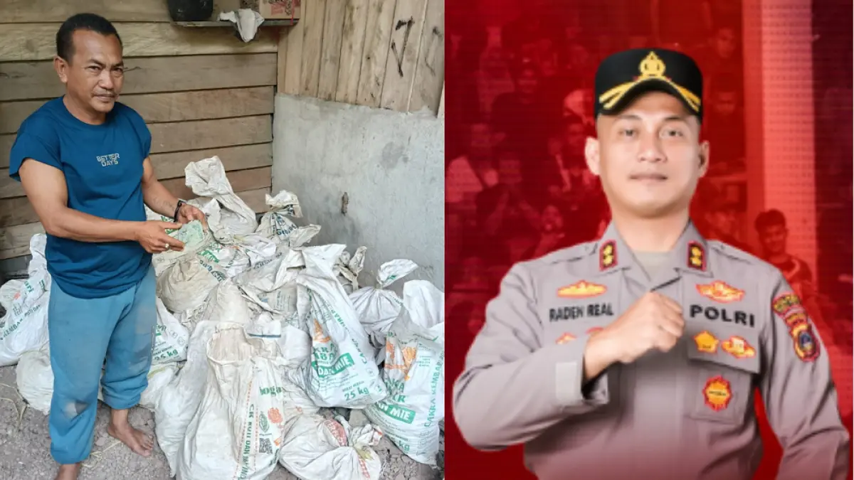 BARANG BUKTI: Tampak kepala Dusun Ogomoinit, Siking, saat menunjukan barang bukti batu tembaga yang akan diselundupkan, dan berhasil diamankan masyarakat. Foto lain, Kapolres Tolitoli AKBP Raden Real Mahendra.(Yusli Anwar/ IST)