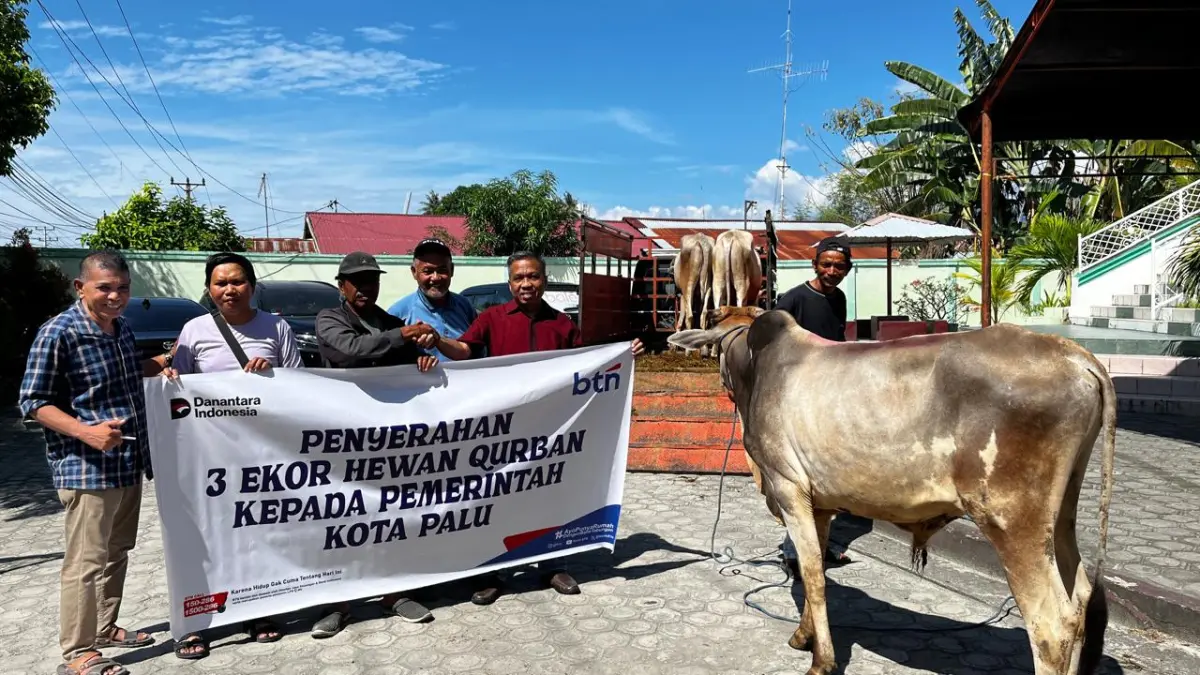 BTN Palu menyerahkan 3 ekor sapi kurban kepada Pemkot Palu melalui program CSR Danantara.&nbsp;