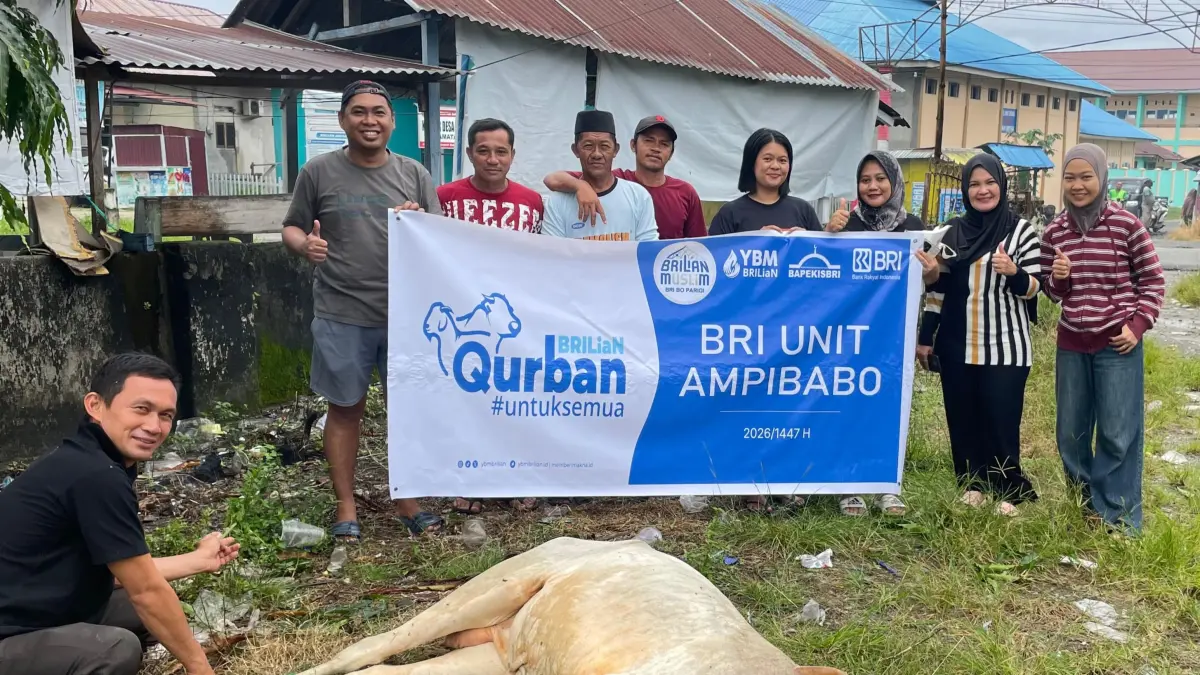 Semangat berbagi dalam keberkahan Idul Adha 1447 H. BRI Unit Ampibabo bersama YBM BRILiaN dan Bapekis BRI melaksanakan penyembelihan hewan kurban sebagai bentuk kepedulian sosial dan komitmen menghadirkan manfaat bagi masyarakat yang membutuhkan.