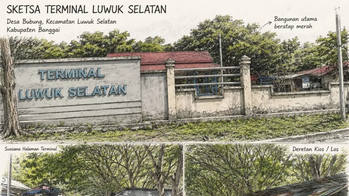 DESAIN: Nasib Terminal Kilometer 8 (Kilo 8) di Desa Bubung, Kecamatan Luwuk Selatan, Kabupaten Banggai, kembali menuai sorotan.(FOTO: NENDRA PRASETYA/RADAR PALU).