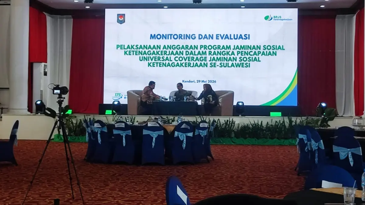 Monitoring dan Evaluasi Penganggaran Perlindungan BPJS Ketenagakerjaan dalam rangka peningkatan Universal Coverage Jamsostek (UCJ) di Kota Kendari, Sulawesi Tenggara, 29 Mei 2026.