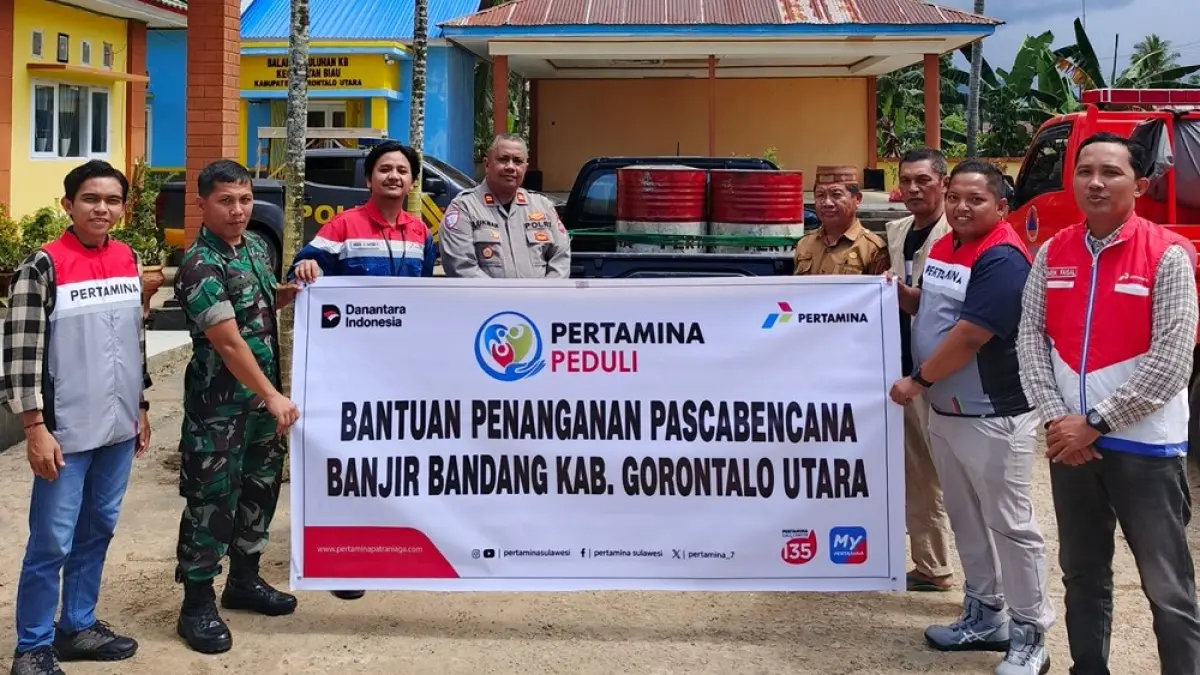 Pertamina Patra Niaga Integrated Terminal Gorontalo menyalurkan bantuan sebanyak 400 liter BBM Biosolar mendukung proses evakuasi dan penanganan bencana.(Dokumentasi Pertamina)