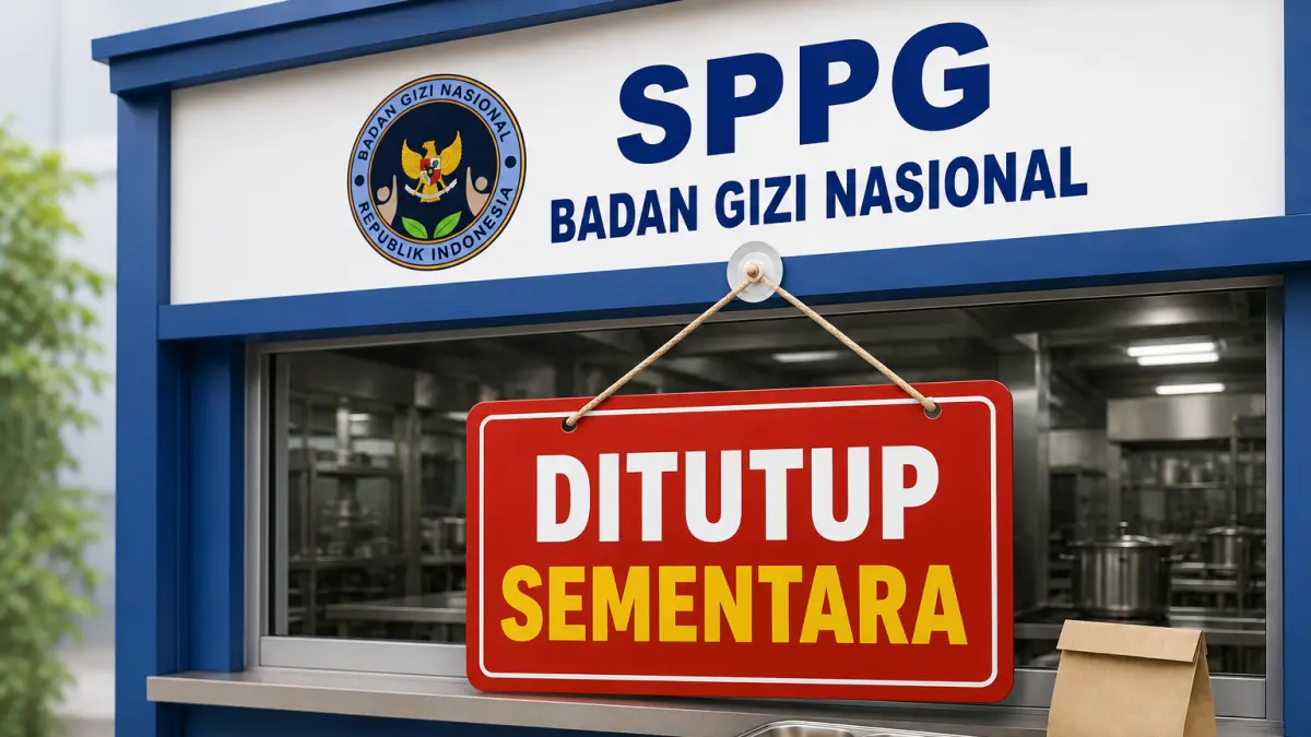 Ilustrasi SPPG ditutup sementara.(Dibuat dengan AI) 