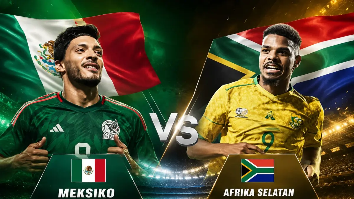 Pemain Meksiko bersiap menghadapi Afrika Selatan pada laga pembuka Grup A Piala Dunia 2026 yang digelar di Stadion Azteca, Mexico City. (Ilustrasi)