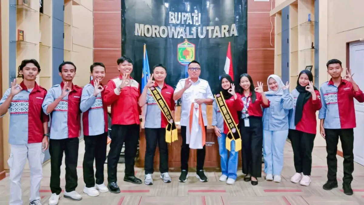 SILATURAHMI: Bupati Morowali Utara Delis Julkarson Hehi menerima kunjungan silaturahmi dan audiensi GenRe Morut di ruang kerjanya, Rabu (10/6/2026). (FOTO: ISTIMEWA/RADAR PALU)