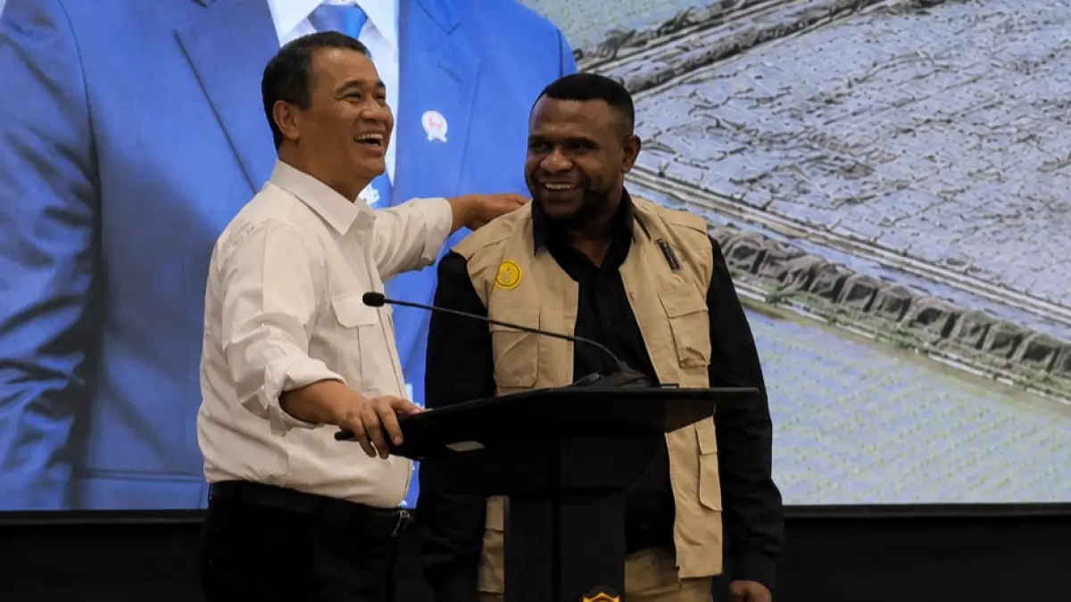 Petani Papua Barat Daya menyampaikan dukungan terhadap program cetak sawah pemerintah dalam rapat konsolidasi pembangunan pertanian wilayah Papua Tahun 2026 di Jakarta. FOTO: IST