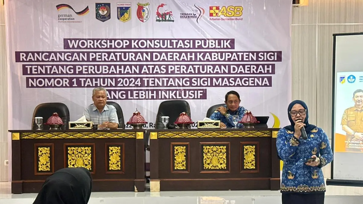 Workshop Konsultasi Publik Penyusunan Ranperda Perubahan atas Perda Nomor 1 Tahun 2024 tentang Sigi Masagena di Salah satu Hotel di Kota Palu.