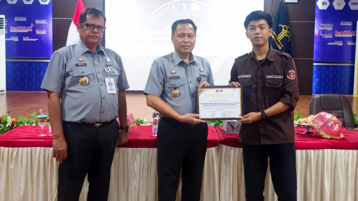 Sosialisasi KI kepada Himpunan Mahasiswa Konsentrasi Perdata Fakultas Hukum Universitas Tadulako yang berlangsung di Ruang Garuda, Rabu, (17/6/2026).