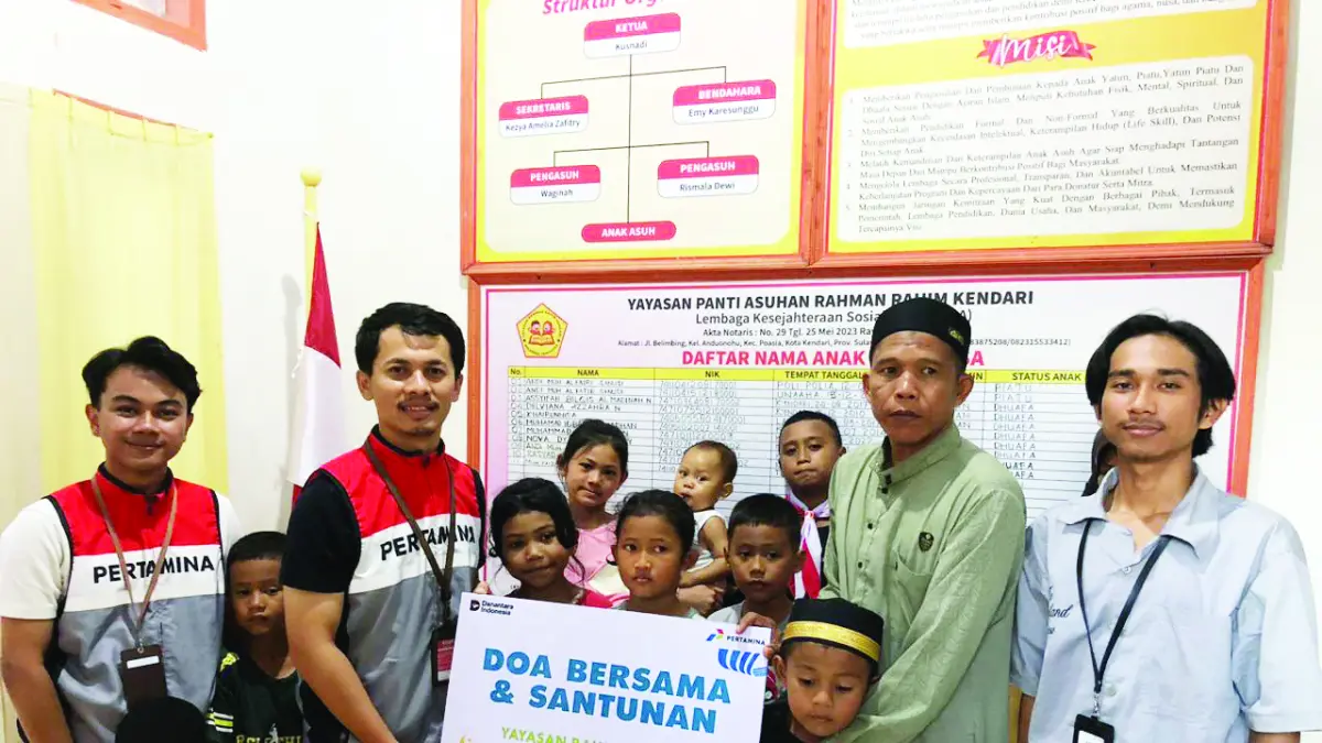BERKAH : Pertamina Patra Niaga Regional Sulawesi melalui Integrated Terminal Kendari kembali menghadirkan program sosial kemasyarakatan berupa kegiatan Pertamina Berkah.(Dokumentasi Pertamina)