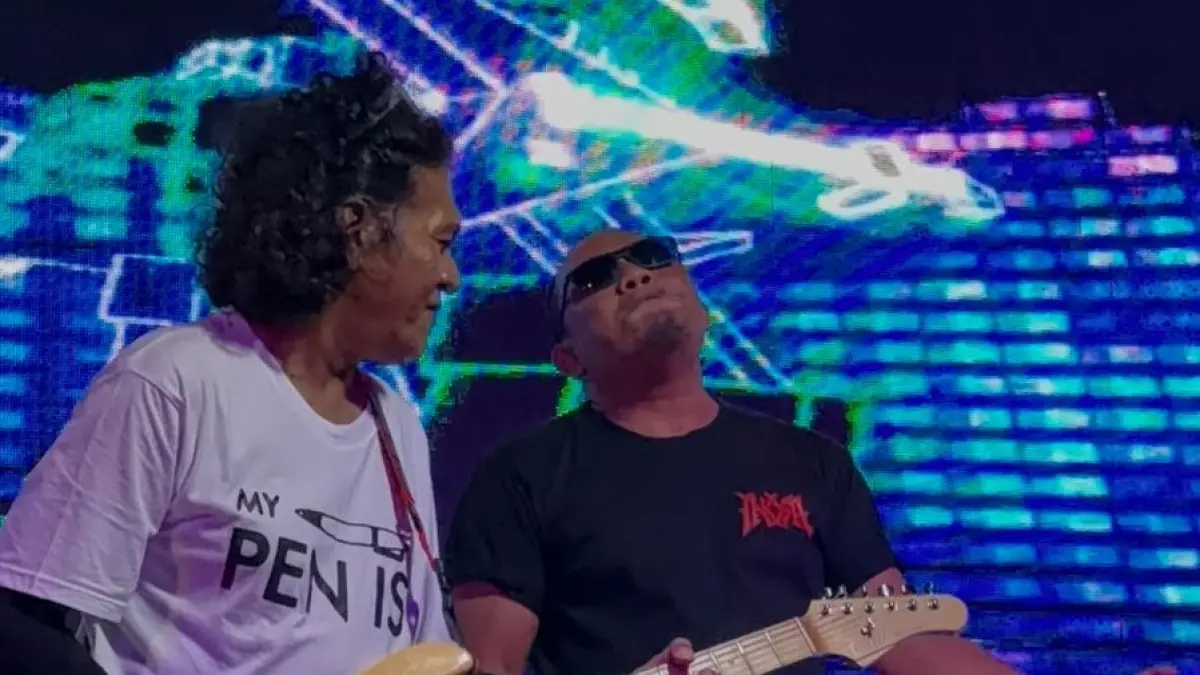 KONSER NOSTALGIA: &nbsp;Legenda rock Indonesia, Onik Wattimena, menjadi bintang utama dalam konser Rock N Roll Extent di 168 House Lounge, Palu, Sabtu (27/6/2026) malam. FOTO: DOK. 168 HOUSE