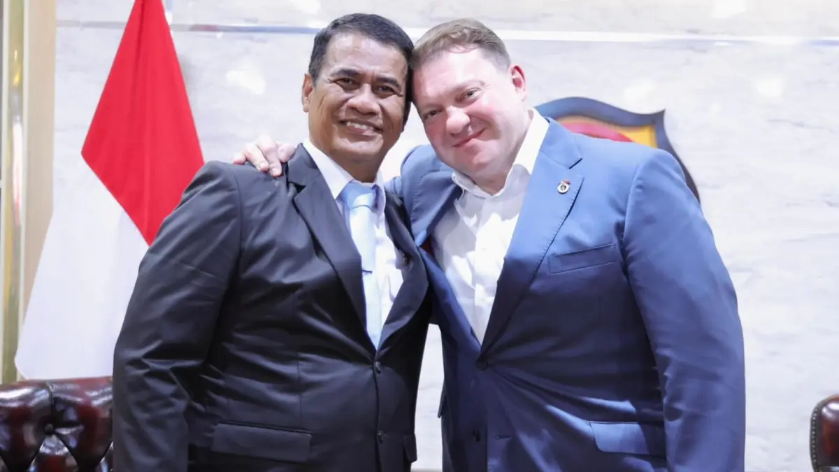 Menteri Pertanian Andi Amran Sulaiman menerima kunjungan Putra Presiden Belarus, Dmitry Lukashenko, di Kantor Pusat Kementerian Pertanian, Jakarta, Selasa (30/6/2026). (Istimewa)