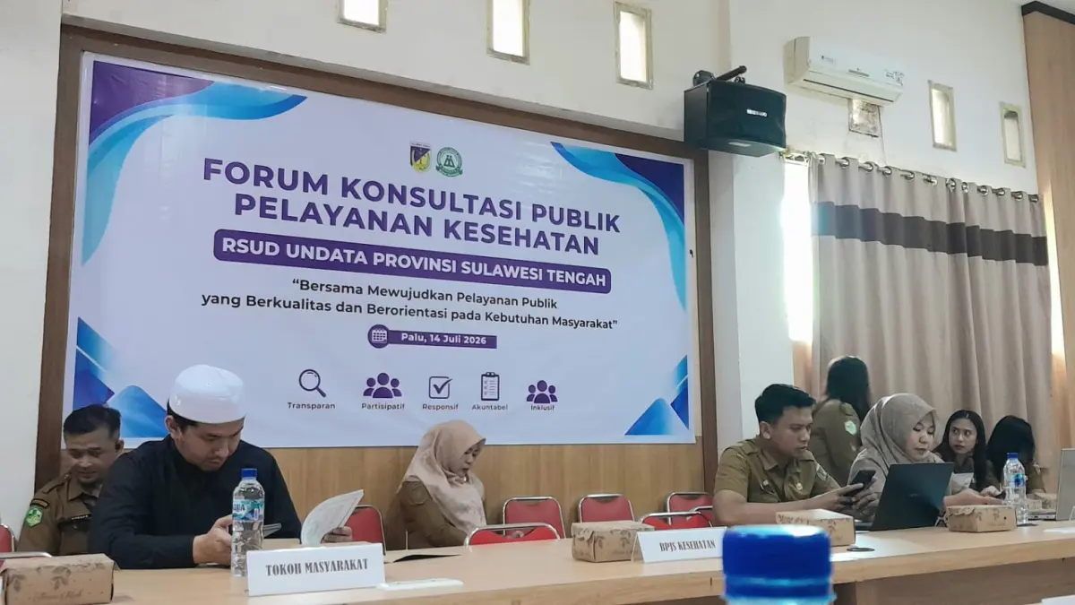 Kegiatan Forum Konsultasi Publik yang digelar RSUD Undata Palu, Selasa (14/7/2026). (Rony Sandhi)&nbsp;