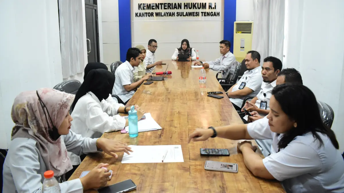 Rapat Fasilitasi Harmonisasi Rancangan Peraturan Bupati Donggala tentang Perubahan Rencana Kerja Pemerintah Daerah (RKPD) Tahun 2026, yang digelar di Ruang merah putih, Kanwil Kemenkum Sulteng, Rabu (22/7/2026).