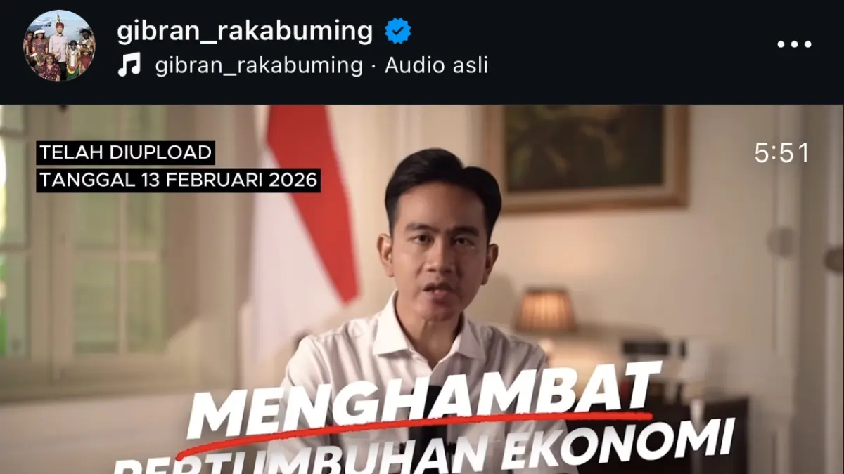 TANGKAPAN LAYAR: Wakil Presiden RI Gibran Rakabuming menyampaikan kembali urgensi RUU Perampasan Aset melalui video yang diunggah di akun media sosial Instagram resminya. FOTO: Instragam Resmi Gibran