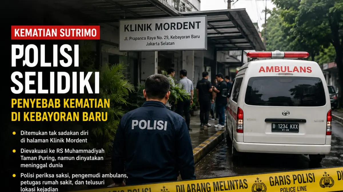 Ilustrasi Polisi masih mendalami penyebab kematian Sutrimo yang ditemukan tak sadarkan diri di Kebayoran Baru. FOTO AI