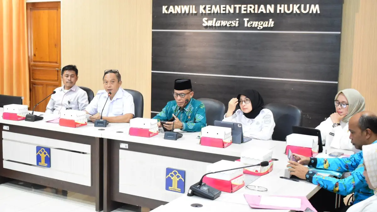 Harmonisasi Rancangan Peraturan Bupati tentang Perubahan atas Peraturan Pelaksanaan Peraturan Daerah Nomor 11 Tahun 2019 tentang Badan Permusyawaratan Desa, di Aula Kebangsaan, Kanwil Kemenkum Sulteng, Rabu (29/7/2026).