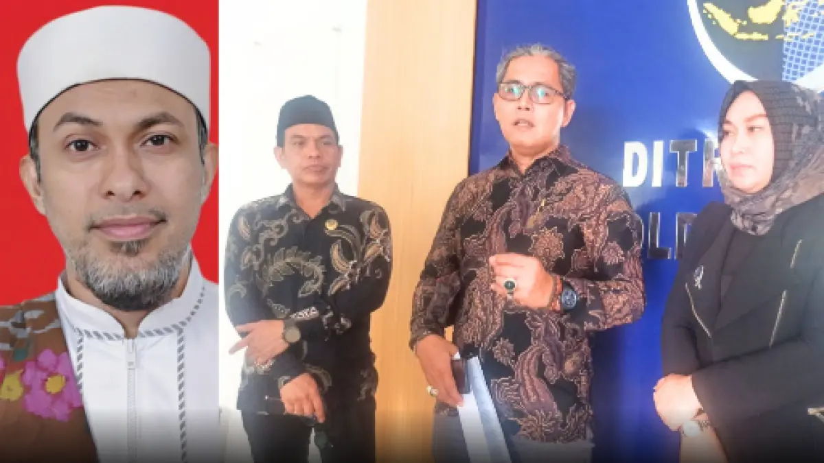DIPERIKSA: Tim kuasa hukum Senator DPD RI Rafiq Alamri memberikan keterangan pers kepada wartawan usai mendampingi kliennya menjalani pemeriksaan di Ditressiber Polda Sulawesi Tengah, Rabu (5/8/2026)./Insert: Rafiq Alamri).(Wahono/Istimewa)