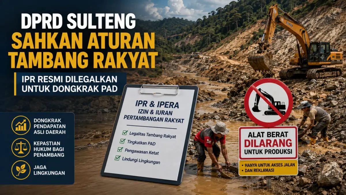 Ilustrasi lokasi pertambangan rakyat yang menjadi fokus pengaturan IPR dan IPERA di Sulawesi Tengah. Legalisasi tambang rakyat diharapkan meningkatkan PAD dengan tetap mengedepankan perlindungan lingkungan. FOTO: ILUSTRASI AI