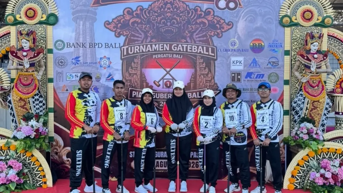Jajaran atlet kontingen Pergatsi Sulawesi Tengah berfoto bersama usai meraih prestasi gemilang pada Kejuaraan Nasional (Kejurnas) Open Gateball Piala Gubernur Bali 2026 di Denpasar. (Istimewa)