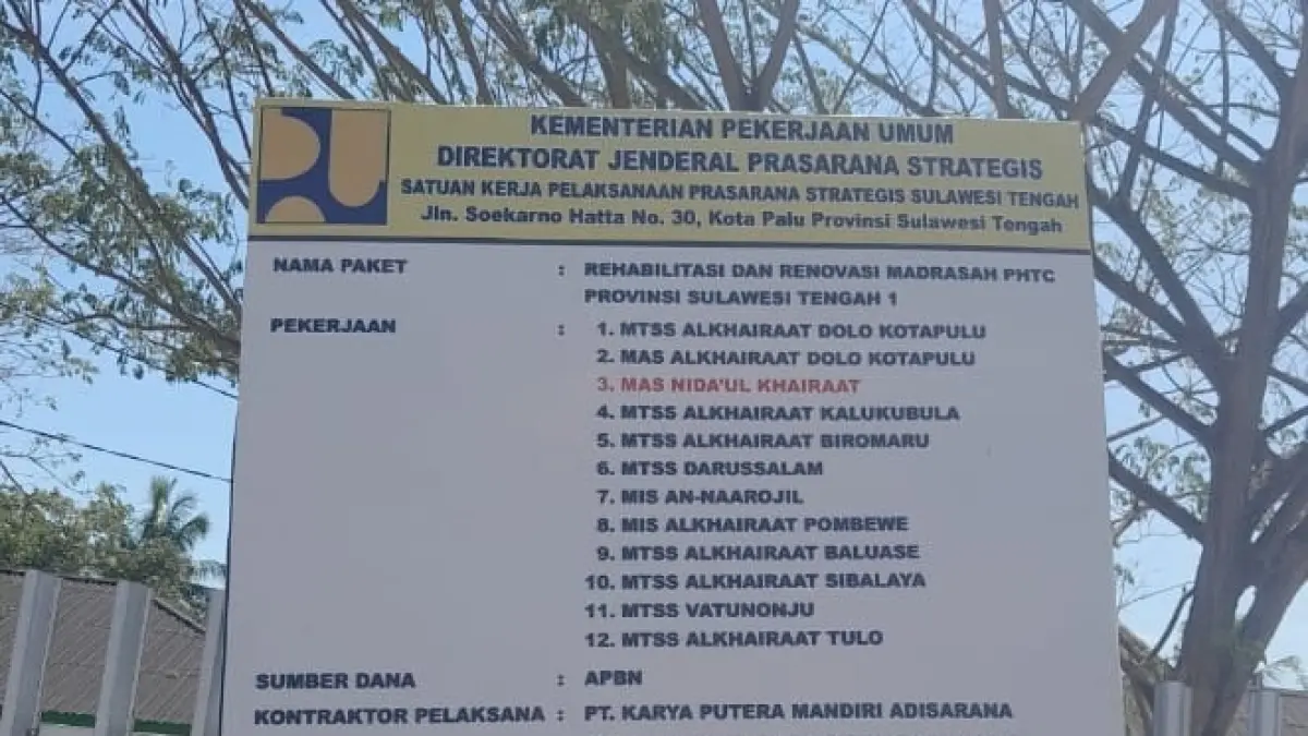 PROYEK: Inilah papan proyek PHTC Sulteng 1 di Kabupaten Sigi.(FOTO: ISTIMEWA/RADAR PALU). 
