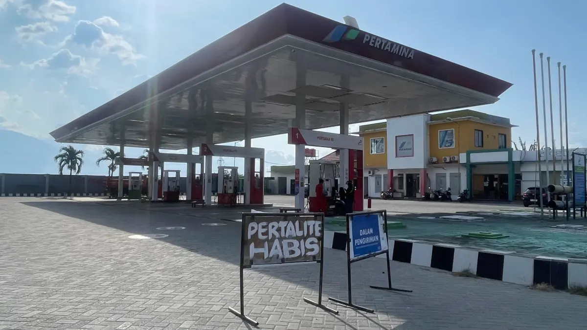 SPBU Soekarno Hatta, stok Pertalite tercatat habis sekitar pukul 14.00 WITA, Minggu (16/07/2026). FOTO: MOH FATHAHILA