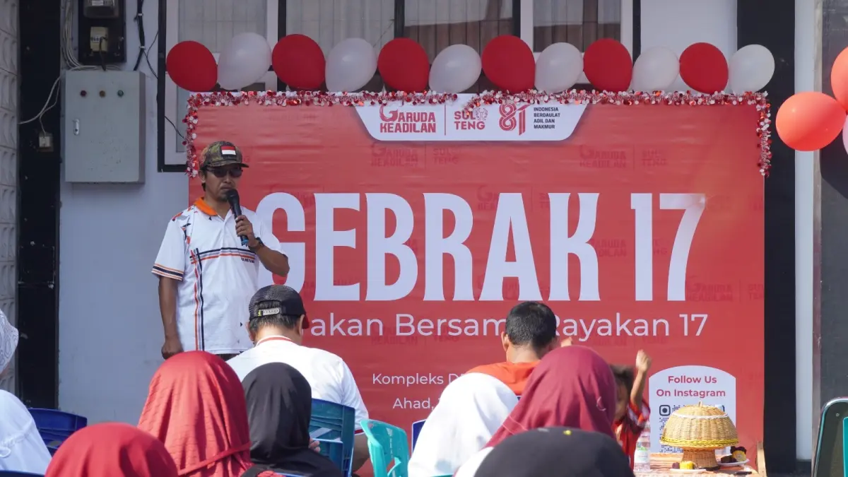 GEBRAK: Dipimpin ketua DPW PKS Sulteng, ustadz Muh. Wahyuddin, Garuda Keadilan Sulawesi Tengah, menggelar kegiatan Gebrak 17 dalam rangka memeriahkan HUT ke-81 Republik Indonesia. Kegiatan tersebut berlangsung di Halaman Kantor DPTW PKS Sulawesi Tengah, Ahad (16/8/2026).(FOTO: HUMAS PKS SULTENG/RADAR PALU.