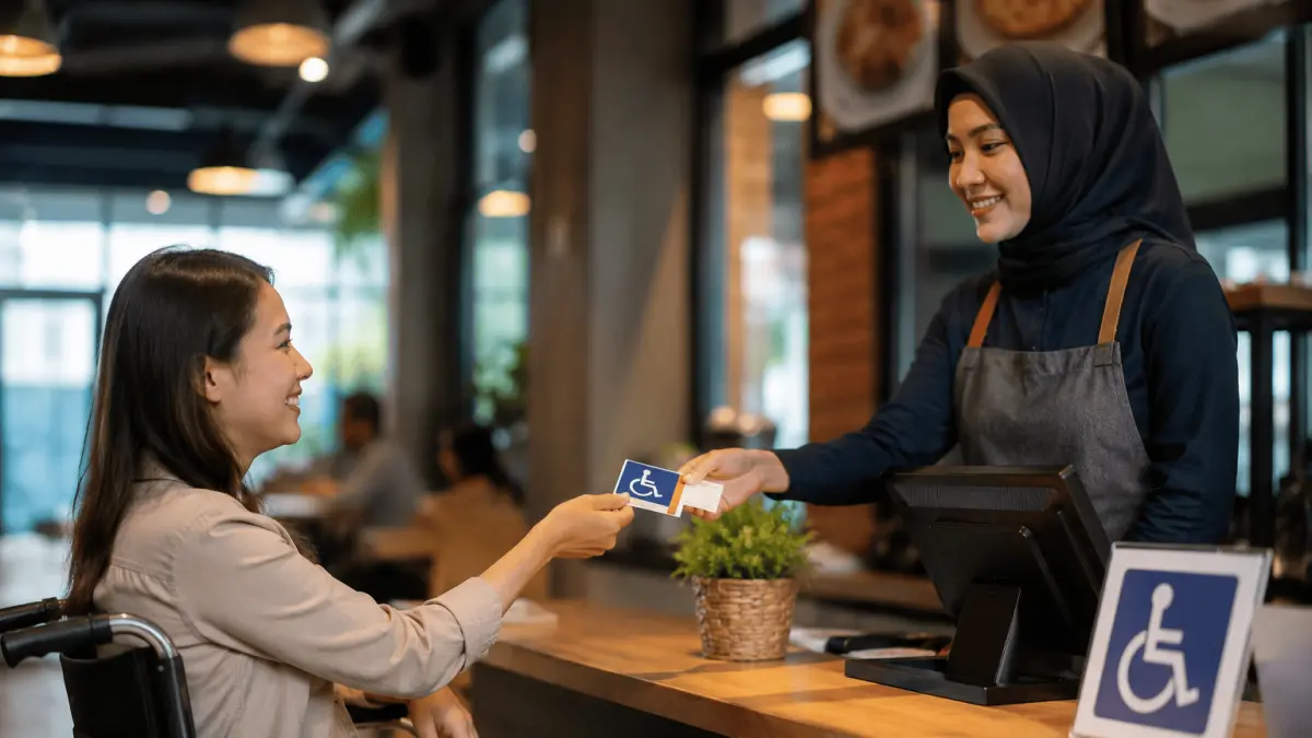 Pemkot Palu mendorong pelaku usaha memberi kemudahan bagi penyandang disabilitas, termasuk melalui gagasan diskon saat bertransaksi. FOTO : ILUSTRASI AI