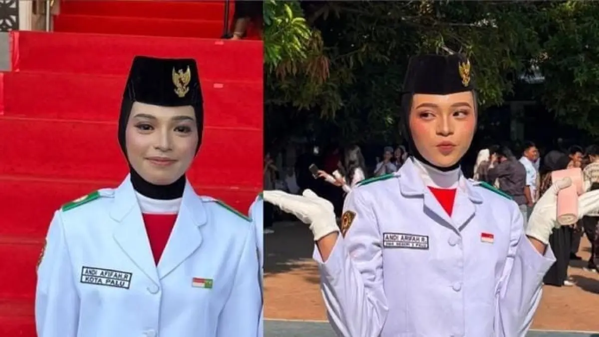 KEMBAR PASKIBRAKA: Dua putri kembar Kota Palu, Sulawesi Tengah, Andi Afifah Ramadhani dan Andi Arifah Ramadani, berhasil mengukir prestasi membanggakan dengan terpilih menjadi anggota Paskibraka tahun 2026.(FOTO: ISTIMEWA/RADAR PALU).