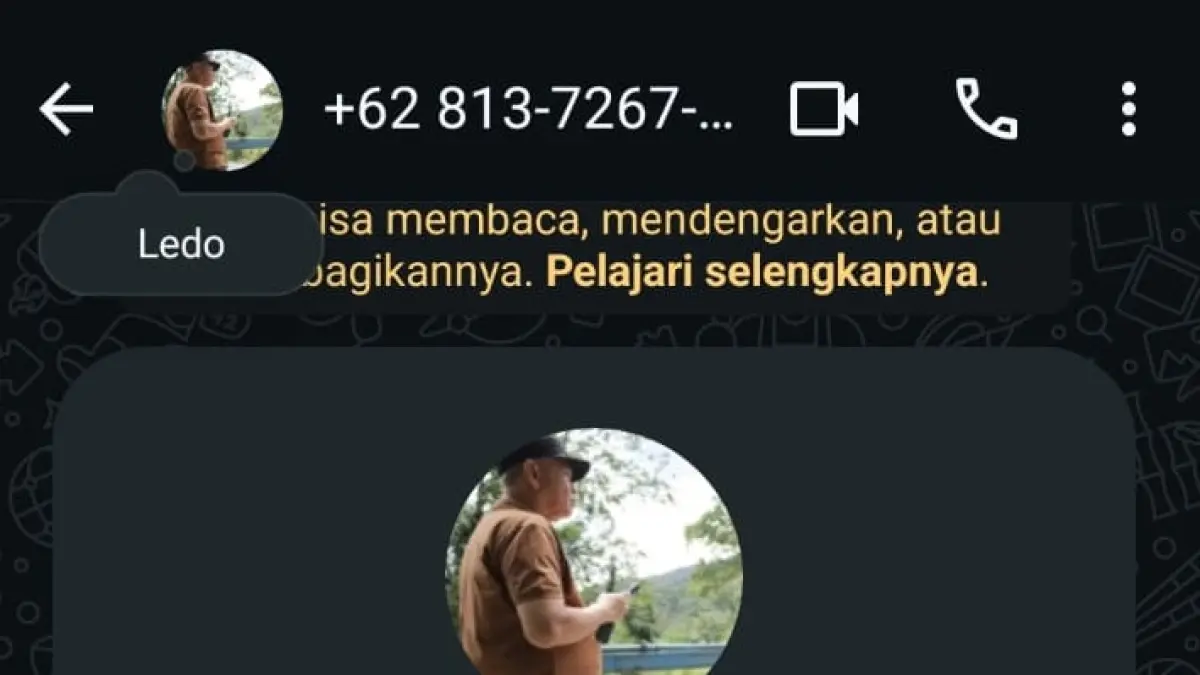 PENIPUAN : Tangkapan layar nomor WA yang mencatur nama Bupati Sigi Rizal Intjenae.(Istimewa)