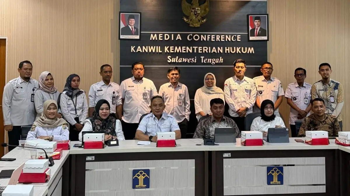 Rapat fasilitasi harmonisasi digelar di Ruang Rapat Kantor Wilayah Kementerian Hukum Sulawesi Tengah, Rabu (26/8/2026), 