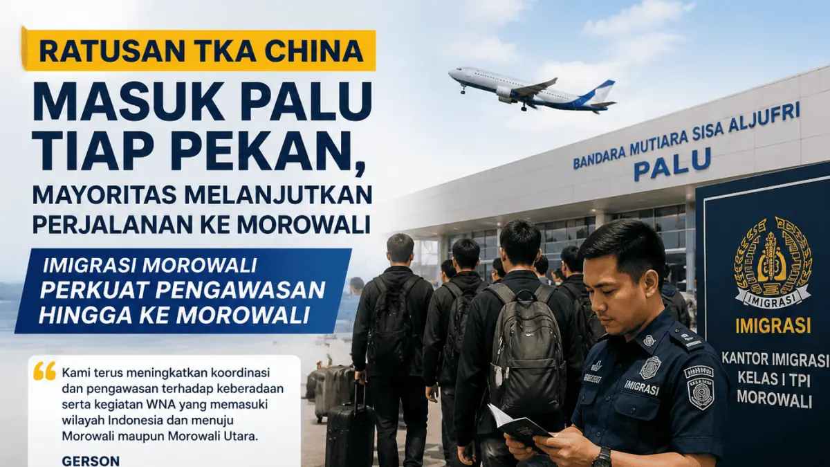 Gelombang kedatangan TKA China melalui rute Guangzhou–Palu menjadi perhatian. Dengan ratusan WNA masuk setiap pekan, Imigrasi Morowali memperkuat koordinasi hingga wilayah Morowali dan Morowali Utara.