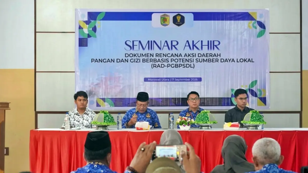 SEMINAR: Wakil Bupati H. Djira Kendjo menghadiri Seminar Akhir RAD-PGBPSDL dan RAD-MAPIK di Ruang Tepotowoa, Kantor Bappelitbangda Morowali Utara, Kamis (17/9/2026). (FOTO: ISTIMEWA/RADAR PALU)