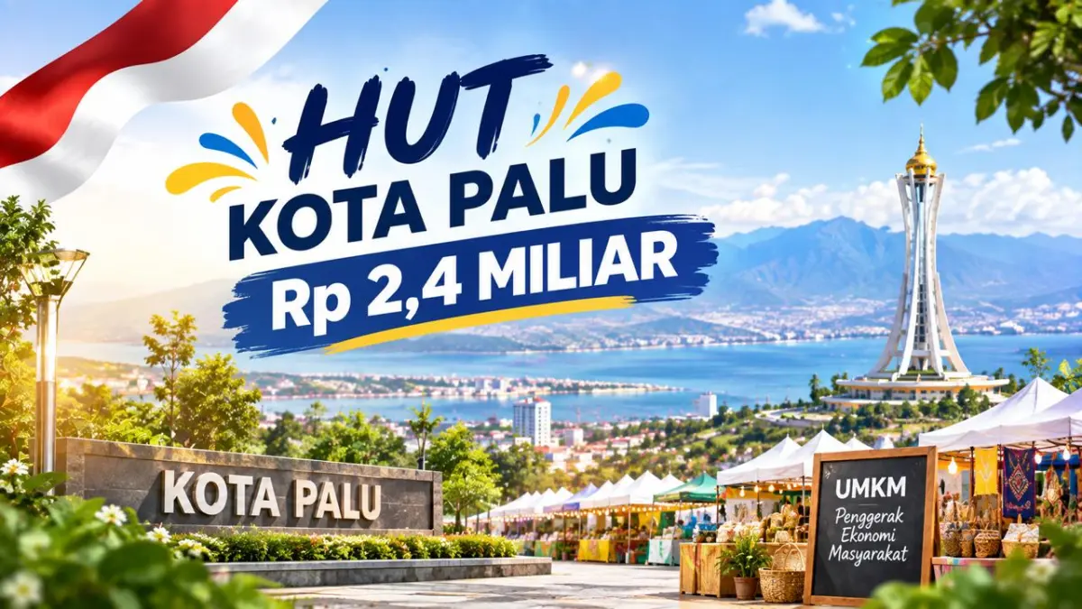 HUT Kota Palu dengan anggaran Rp2,4 miliar yang diharapkan turut menggerakkan perekonomian masyarakat dan UMKM. FOTO: Ilustrasi AI.