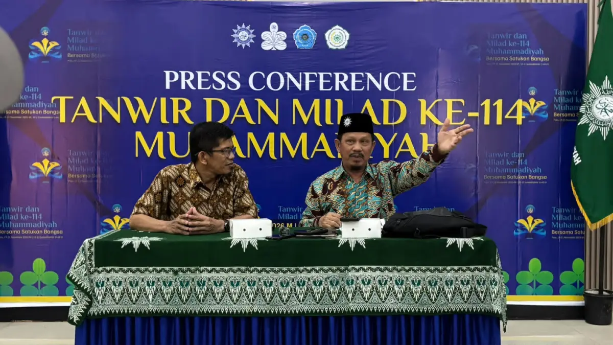 MATANGKAN PERSIAPAN : Konferensi pers jelang persiapan Tanwir Muhammadiyah yang akan dilaksanakan di Universitas Muhammadiyah Palu. Foto : Taswin
