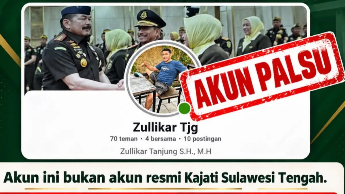 Akun Palsu mengatasnamakan Kejati Sulteng Zullikar Tjg.
