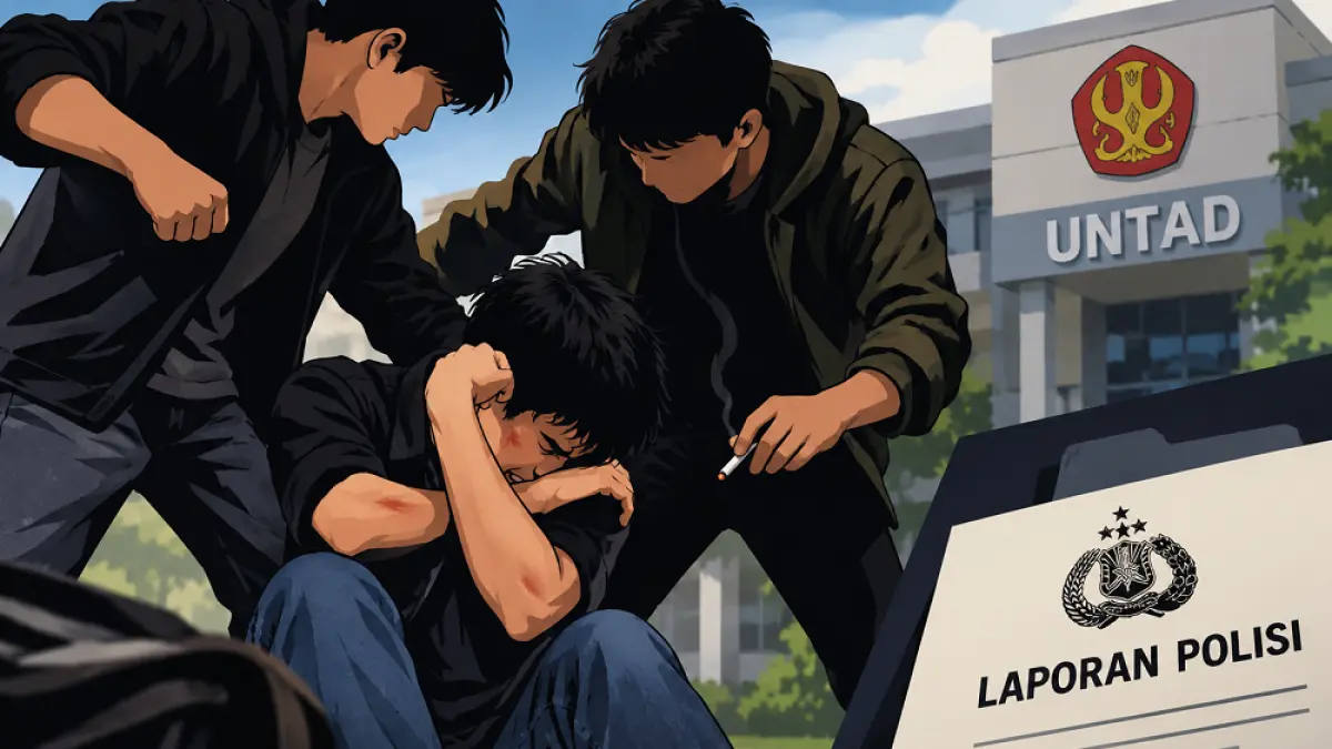 Ilustrasi penganiayaan dilingkungan kampus.(Dibuat dengan AI)