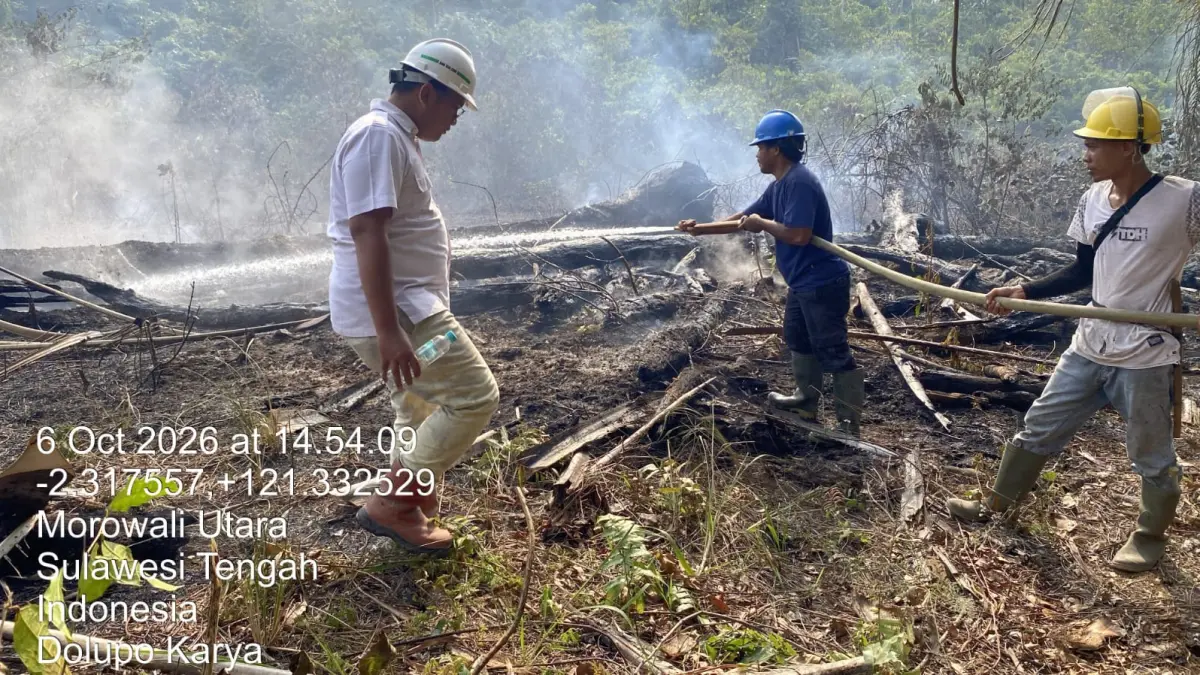 PT Cipta Agro Nusantara (CAN) merespons kebakaran lahan milik masyarakat seluas 0,4 hektare di Desa Petumbea, Kabupaten Morowali Utara, Sulawesi Tengah, Selasa (6/10/2026). Kesiapsiagaan personel dan dukungan sarana pemadaman membuat api berhasil dipadamkan sehingga tidak meluas.
