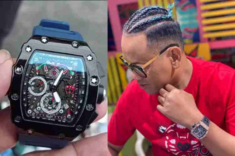 Penampakan jam tangan Richard Mille yang mirip dengan milik Uya Kuya di Pasar Loak Jatinegara. Benarkah harganya cuma sejuta?