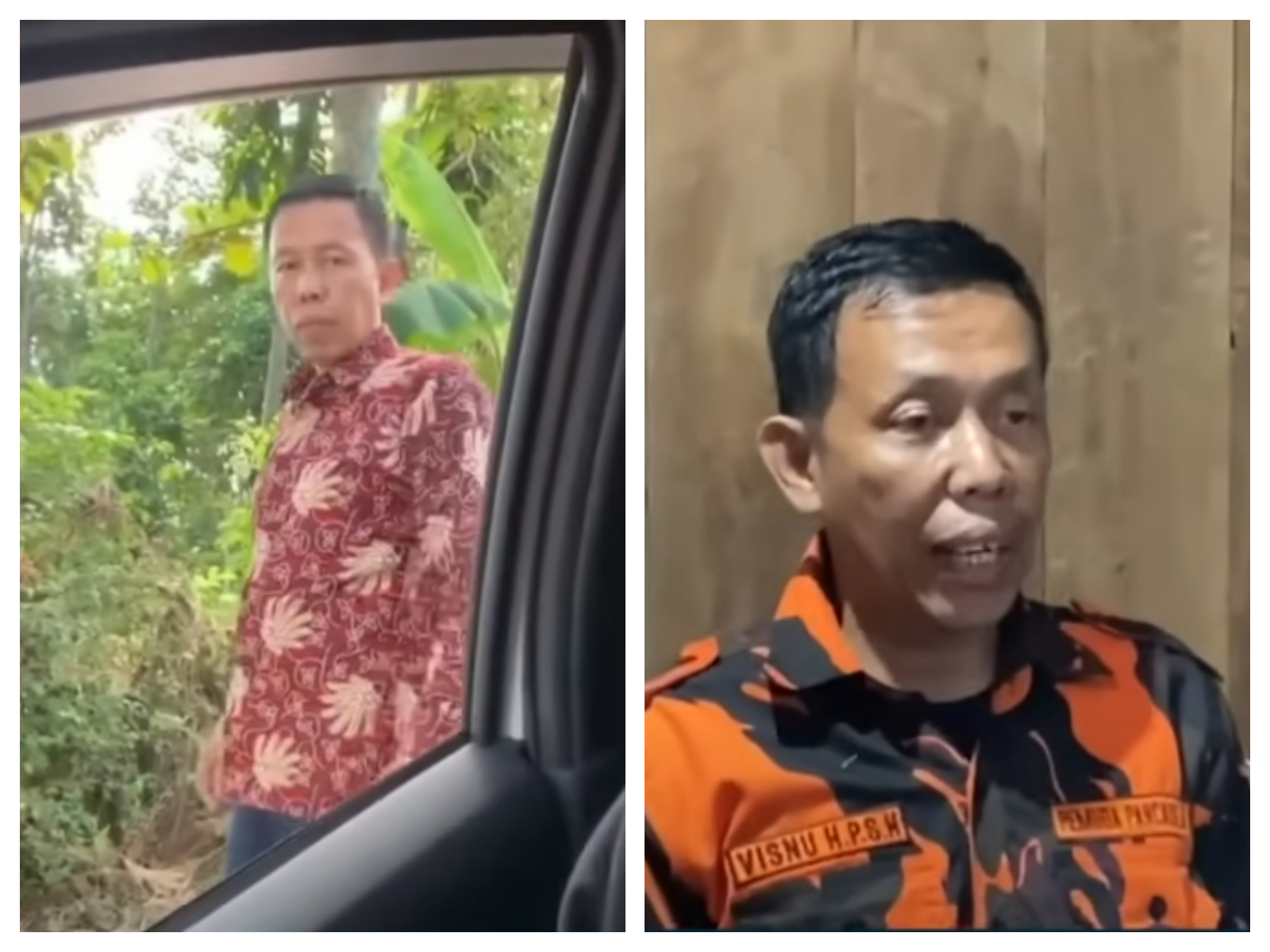 Seorang pria yang mengaku sebagai ketua ormas menendang mobil warga karena ditegur lawan arus di jalan alternatif .