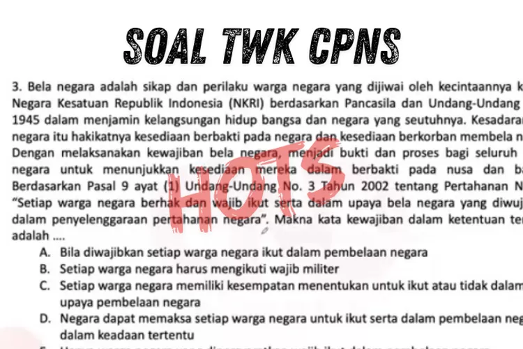 Contoh soal TWK HOTS CPNS yang bisa dijadikan bahan latihan