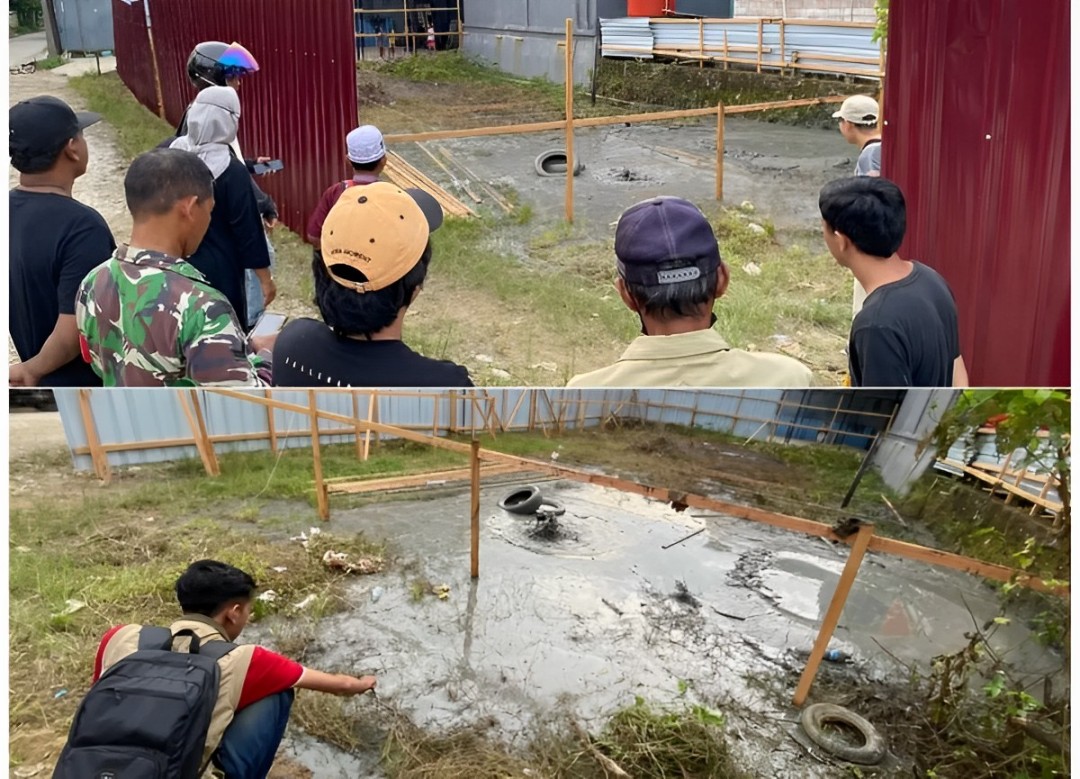 Semburan lumpur membuat warga perumahan Griya Mukti menaruh kewaspadaan