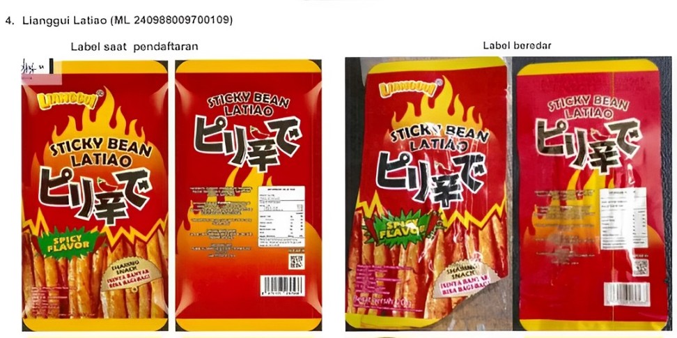 Foto empat jenis Latiao yang mendapat peringatan BPOM, menarik perhatian soal keamanan produk camilan.