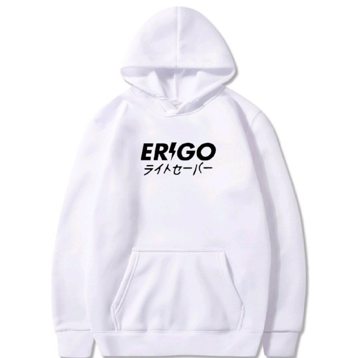 Hoodie Erigo warna mint dengan desain kasual polos, nyaman untuk gaya fresh sehari-hari.