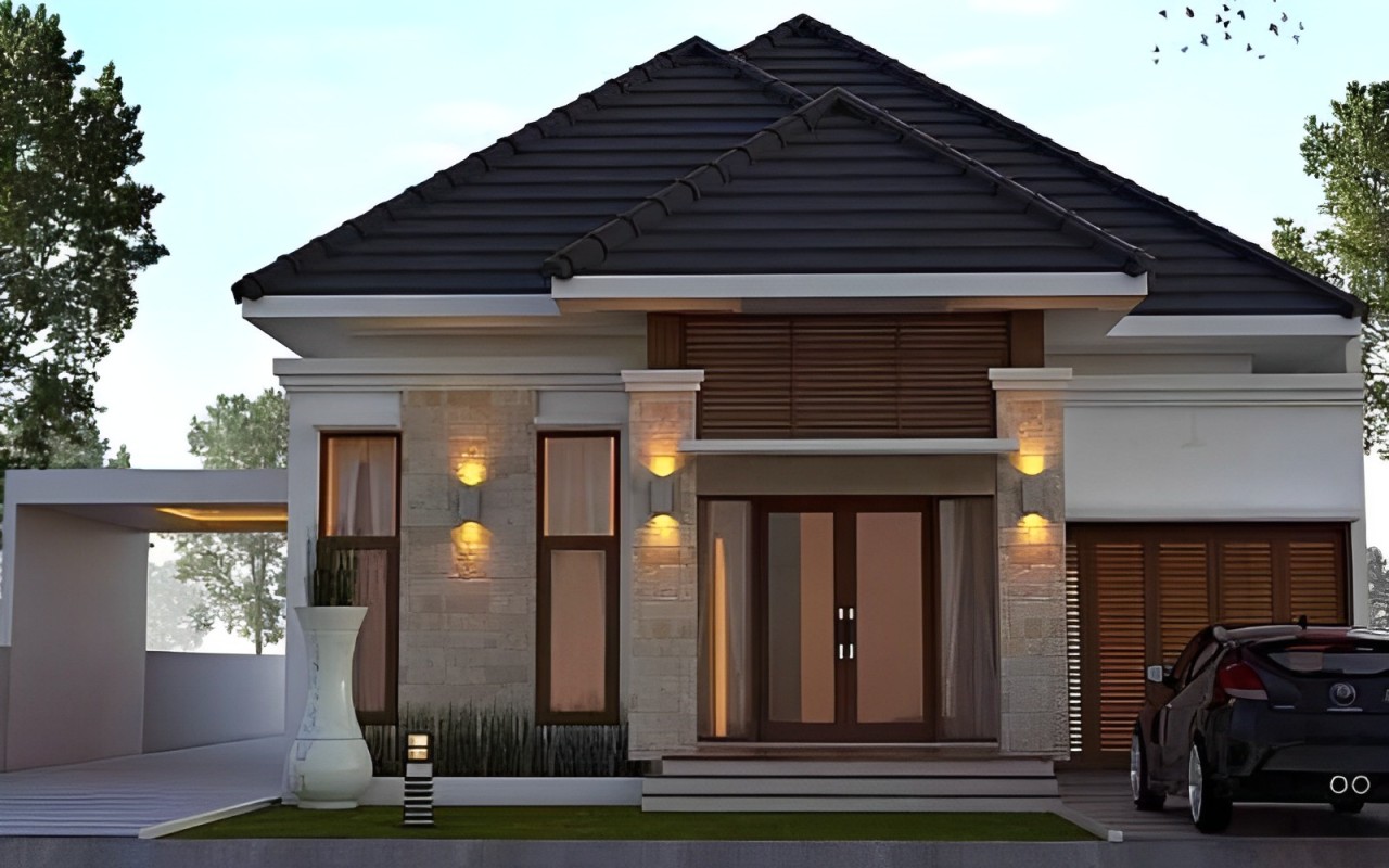 Bentuknya yang unik dan simetris menjadikan tampilan rumah ini jadi lebih harmonis dan minimalis.